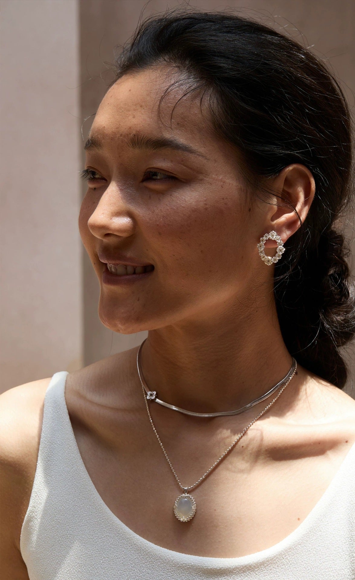 Minimalist Four - Leaf Clover Herringbone Chain Necklace - Sleek S925 Sterling Silver Liquid Snake Chain - floysun