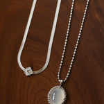 Minimalist Four - Leaf Clover Herringbone Chain Necklace - Sleek S925 Sterling Silver Liquid Snake Chain - floysun