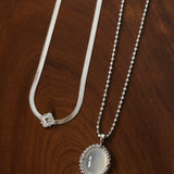 Minimalist Four - Leaf Clover Herringbone Chain Necklace - Sleek S925 Sterling Silver Liquid Snake Chain - floysun
