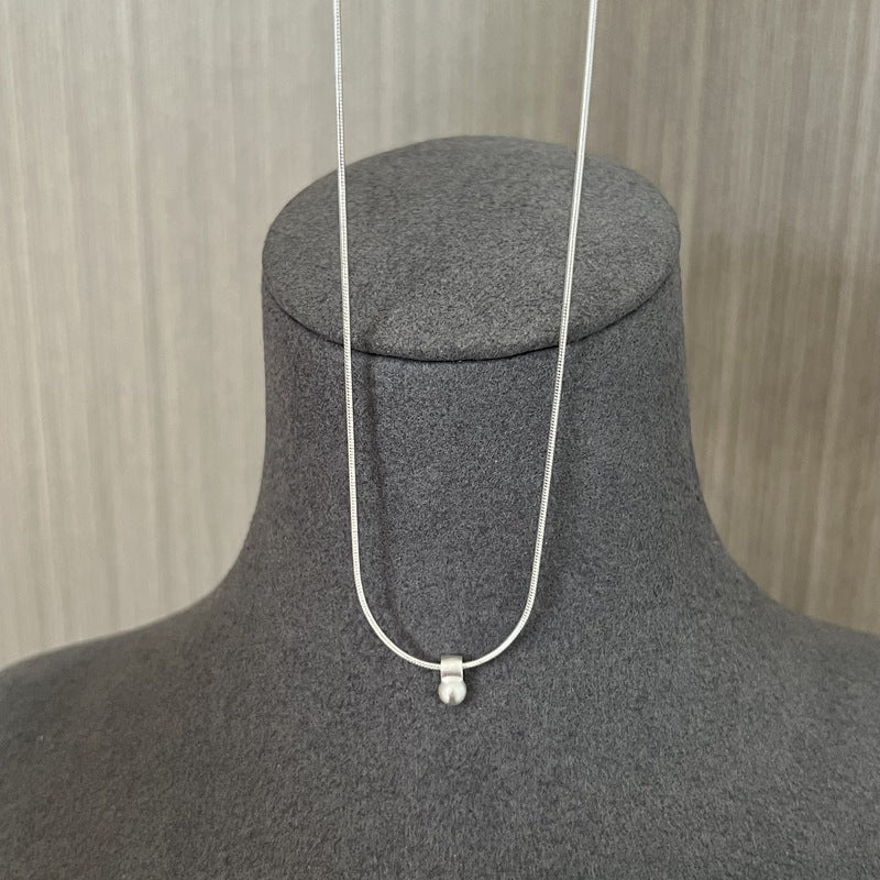 Minimalist Frosted Single Silver Ball Pendant Necklace - floysun