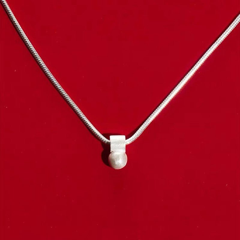 Minimalist Frosted Single Silver Ball Pendant Necklace - floysun