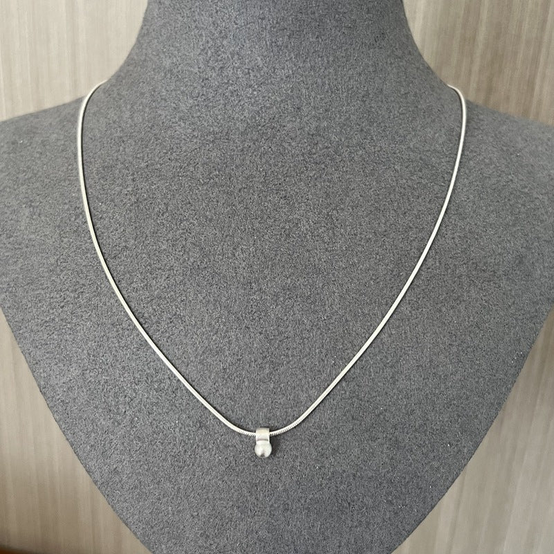 Minimalist Frosted Single Silver Ball Pendant Necklace - floysun