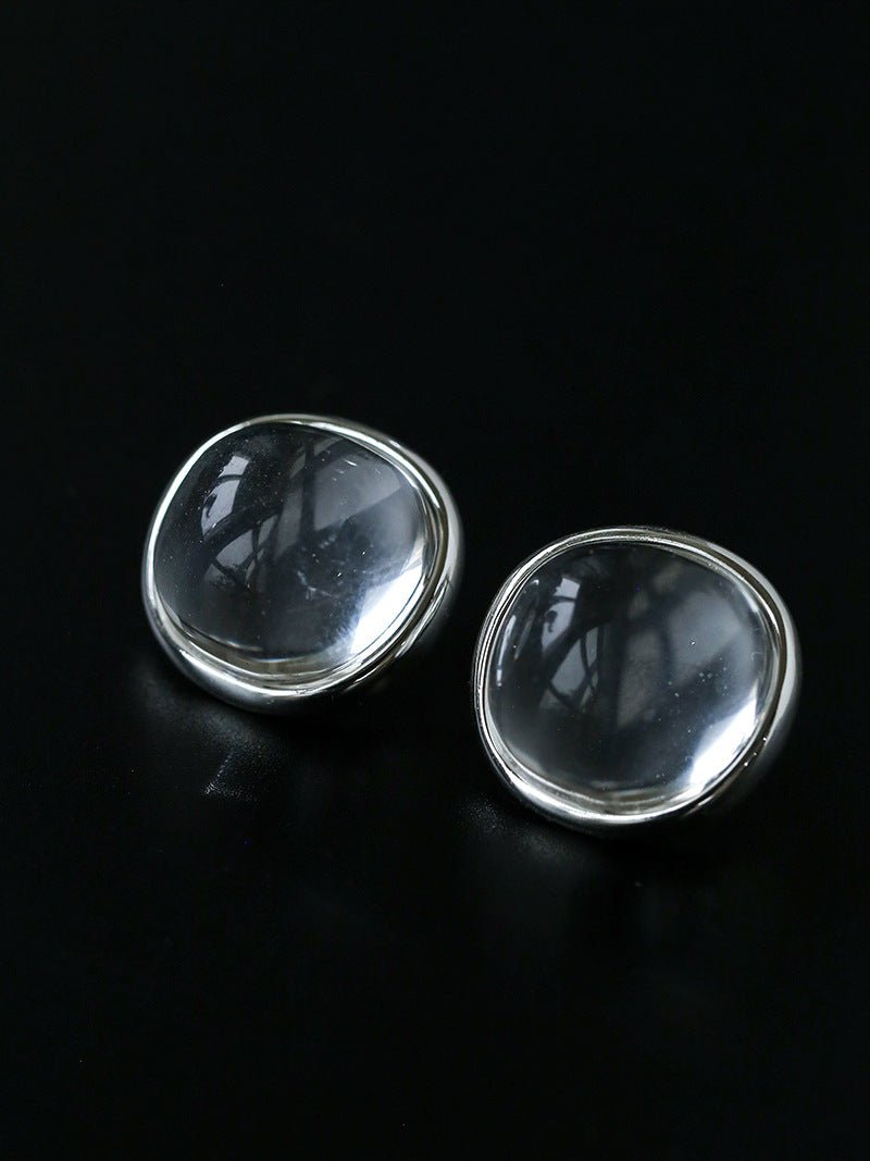 Minimalist Geometric Clear Glass Earrings - floysun