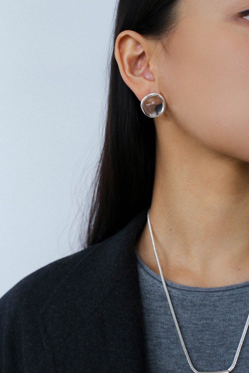 Minimalist Geometric Clear Glass Earrings - floysun