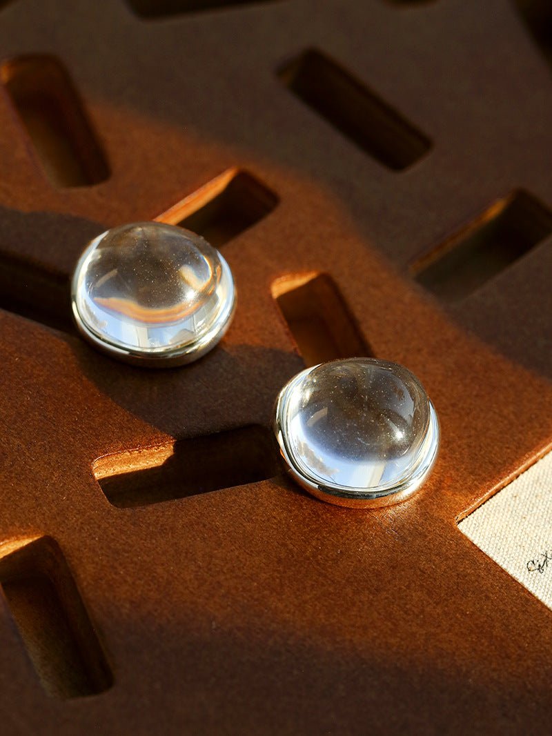 Minimalist Geometric Clear Glass Earrings - floysun