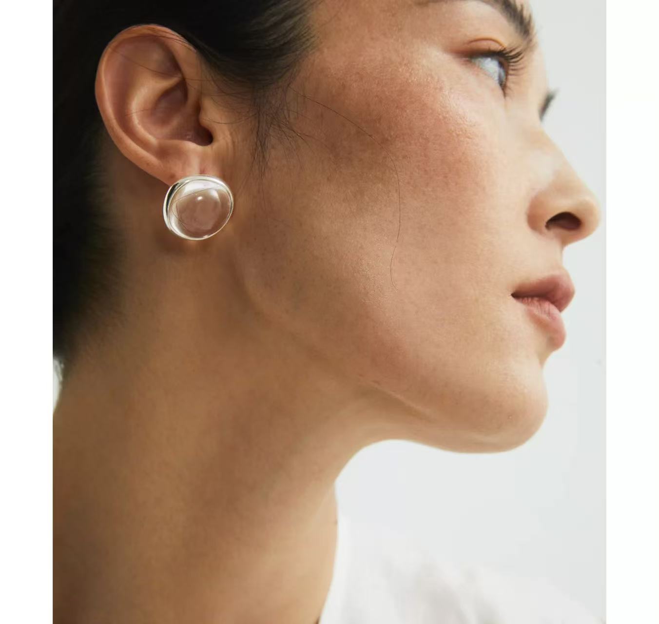 Minimalist Geometric Clear Glass Earrings - floysun