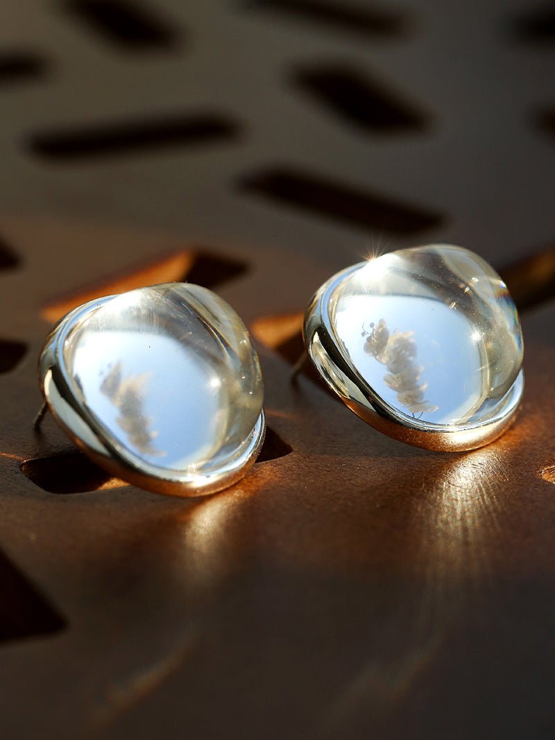 Minimalist Geometric Clear Glass Earrings - floysun