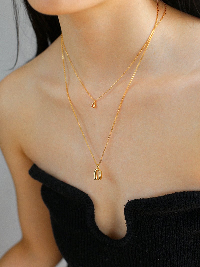 Minimalist Geometric Horseshoe Pendant Chian Necklace - floysun