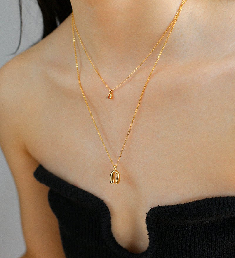 Minimalist Geometric Horseshoe Pendant Chian Necklace - floysun