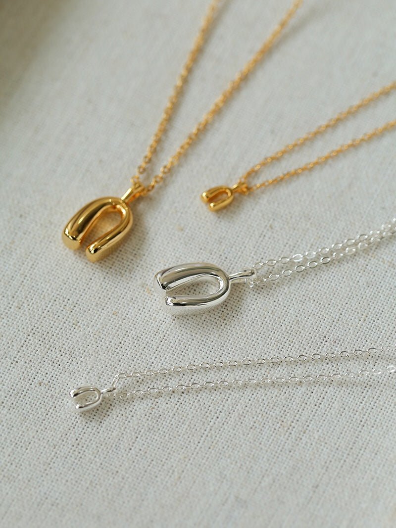 Minimalist Geometric Horseshoe Pendant Chian Necklace - floysun