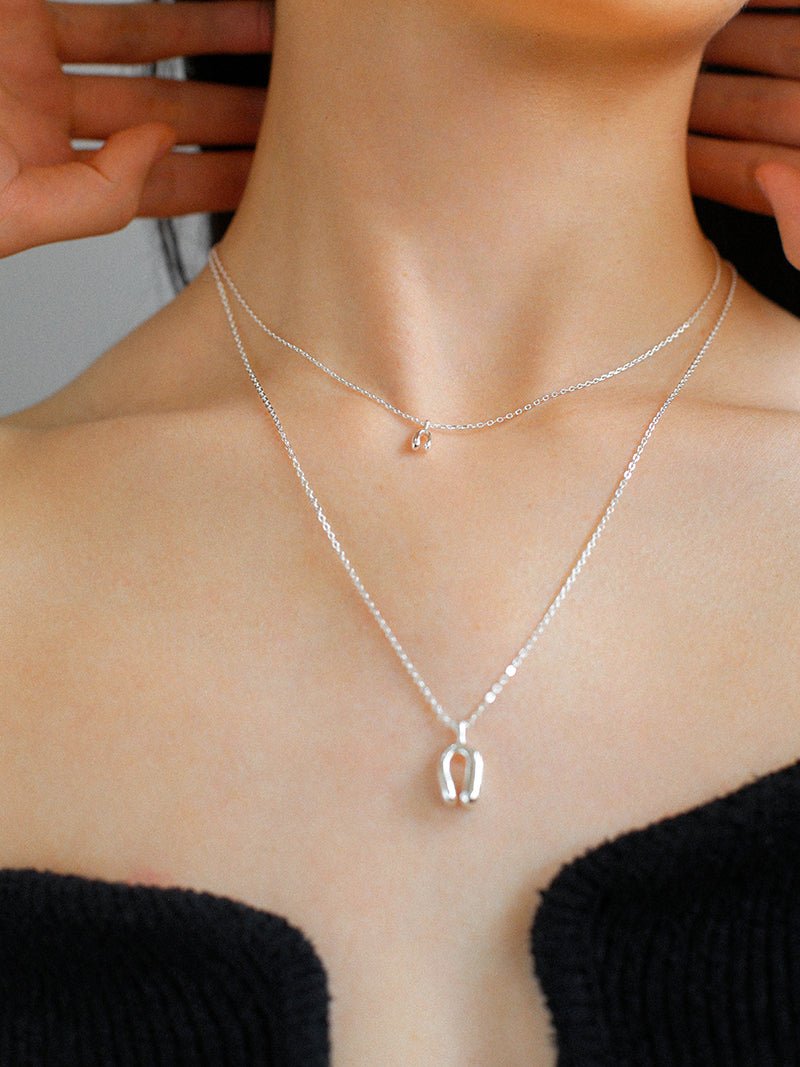 Minimalist Geometric Horseshoe Pendant Chian Necklace - floysun