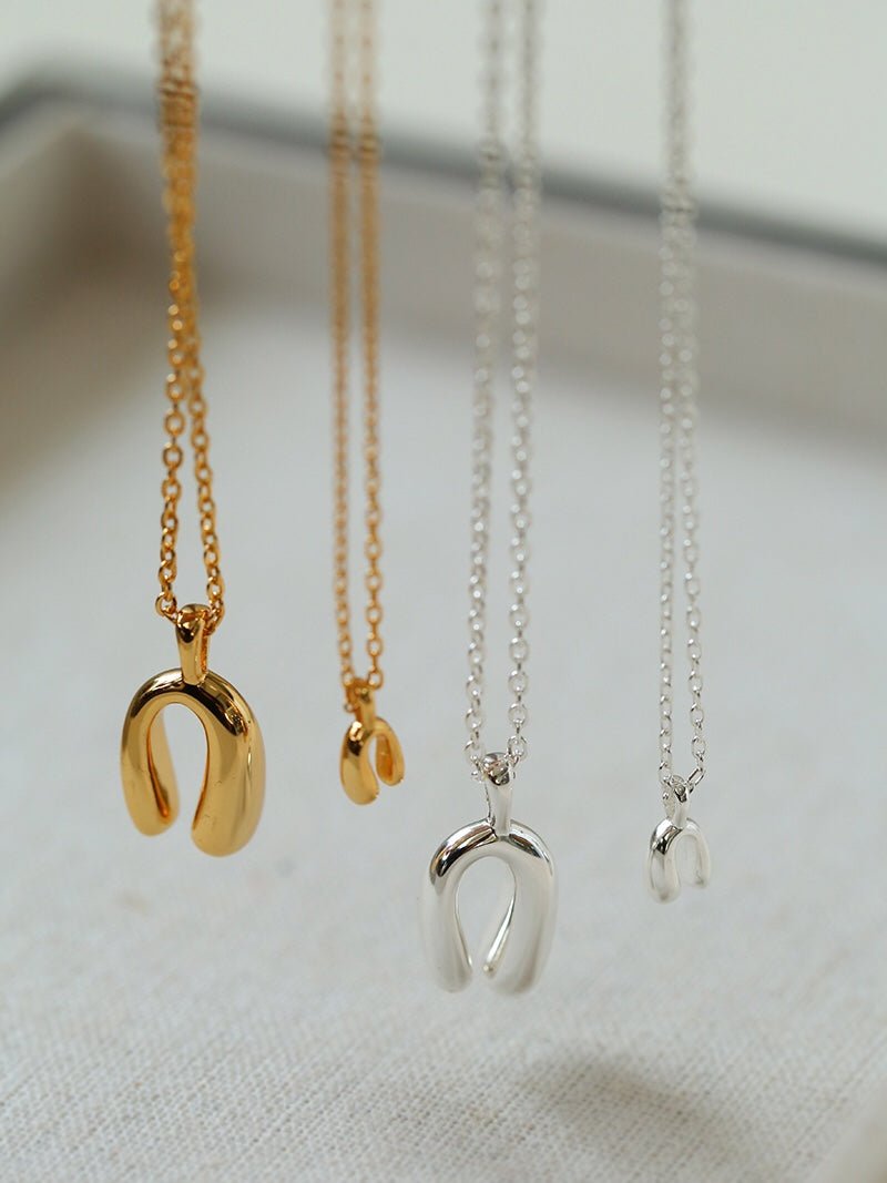 Minimalist Geometric Horseshoe Pendant Chian Necklace - floysun