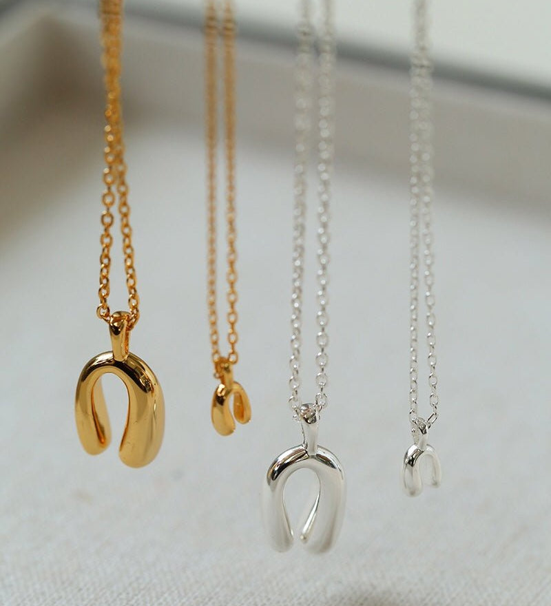 Minimalist Geometric Horseshoe Pendant Chian Necklace - floysun