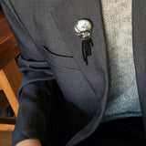 Minimalist Geometric Pearl & Agate Tassel Brooch - floysun