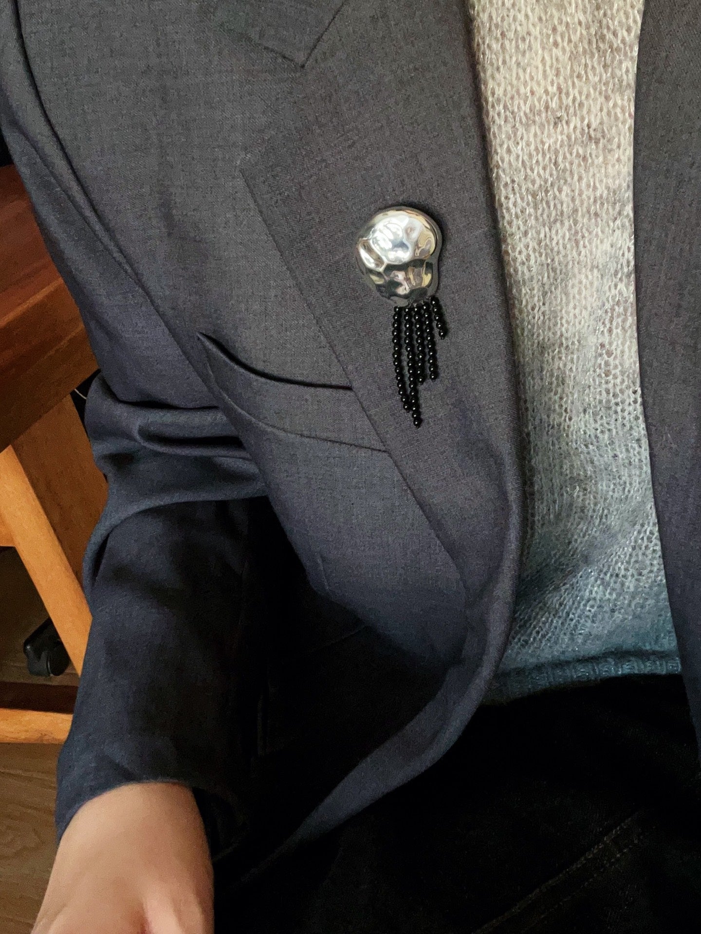 Minimalist Geometric Pearl & Agate Tassel Brooch - floysun