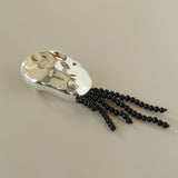 Minimalist Geometric Pearl & Agate Tassel Brooch - floysun