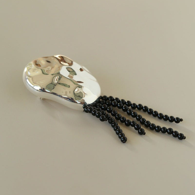Minimalist Geometric Pearl & Agate Tassel Brooch - floysun