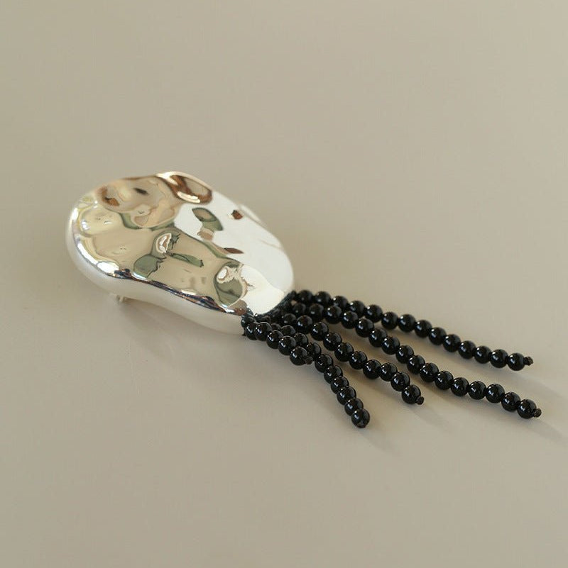 Minimalist Geometric Pearl & Agate Tassel Brooch - floysun