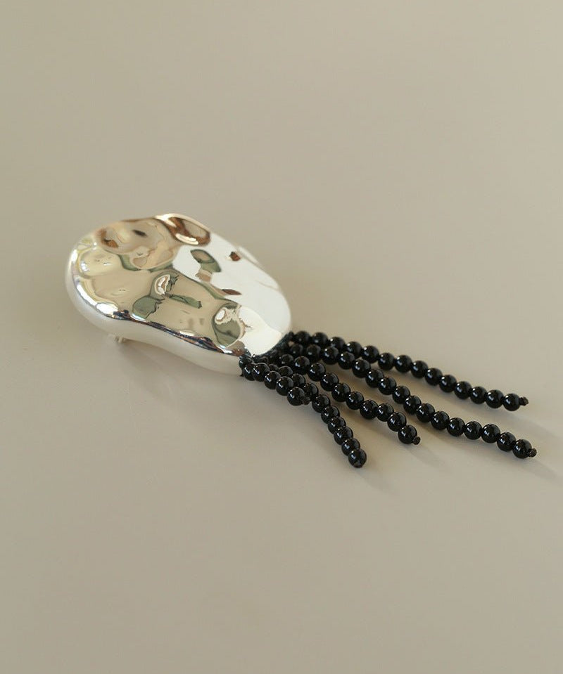 Minimalist Geometric Pearl & Agate Tassel Brooch - floysun