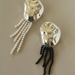 Minimalist Geometric Pearl & Agate Tassel Brooch - floysun