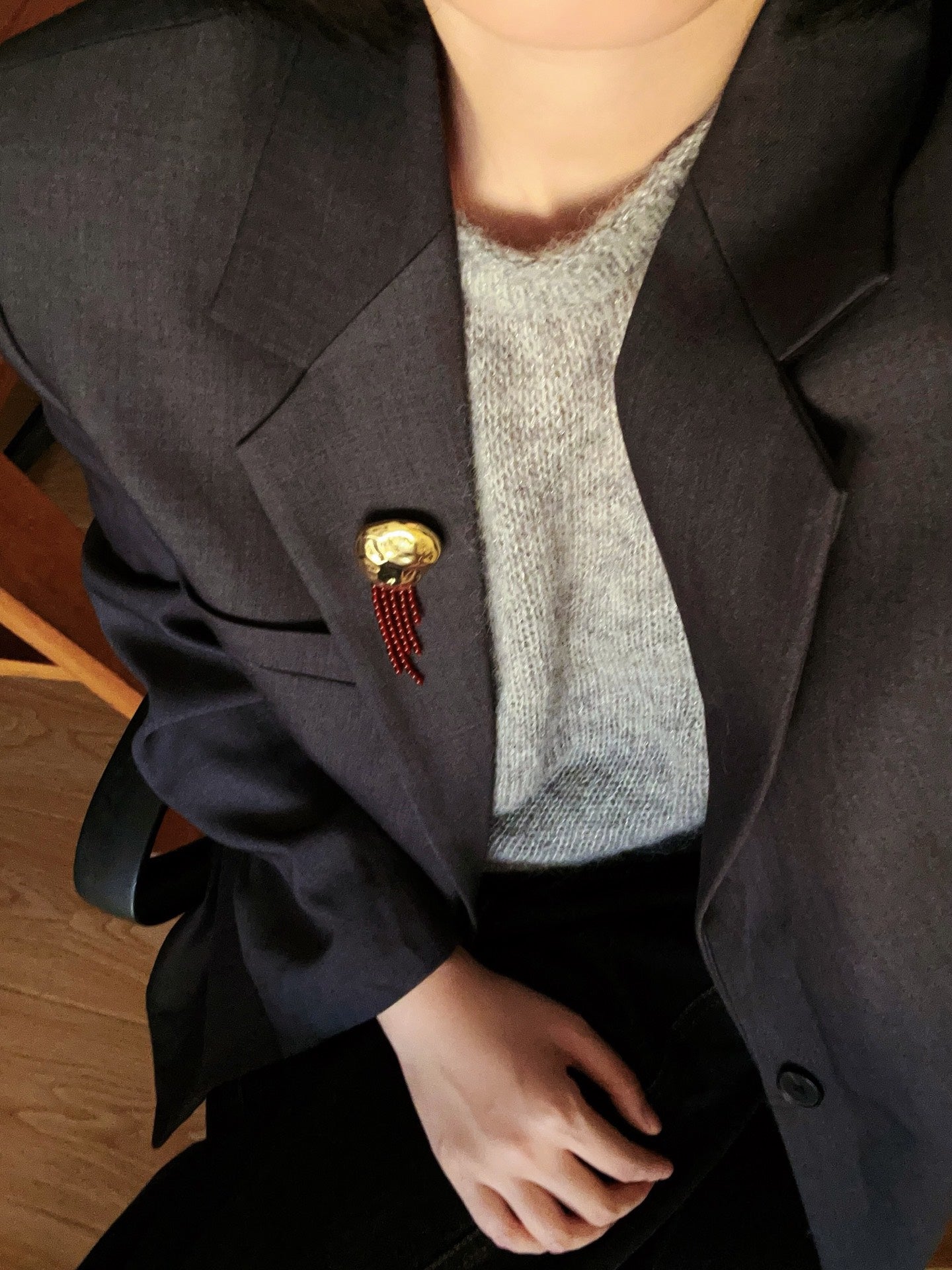 Minimalist Geometric Pearl & Agate Tassel Brooch - floysun