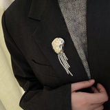 Minimalist Geometric Pearl & Agate Tassel Brooch - floysun