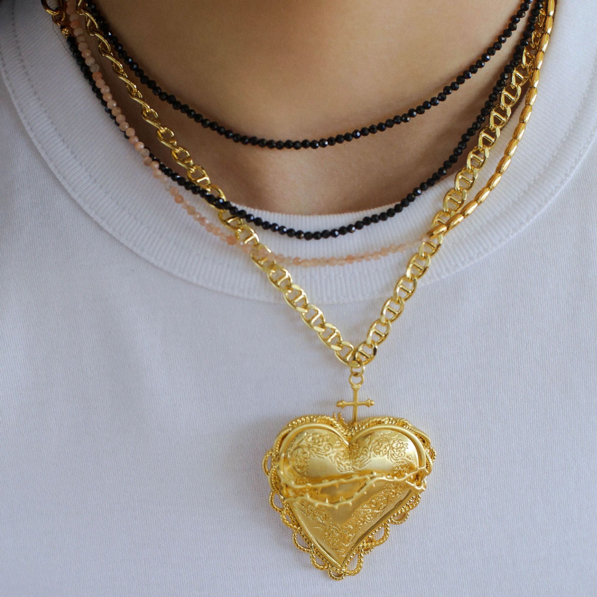 Minimalist Gold Layered Heart Design Necklace - floysun