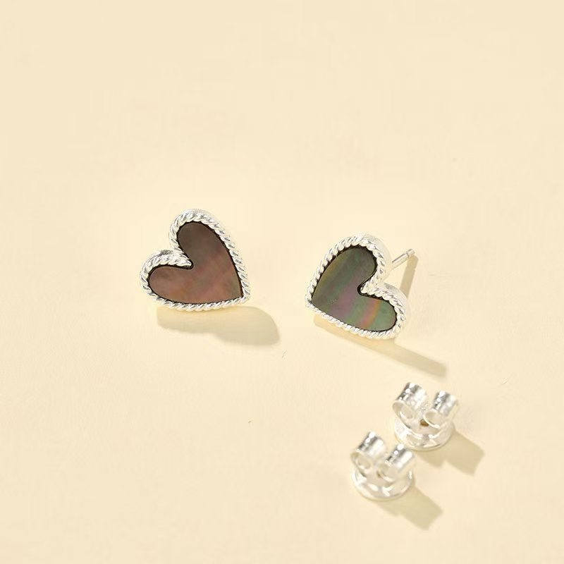 Minimalist Heart Mother of Pearl Stud Earrings - floysun