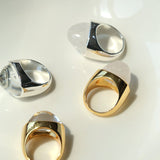 Minimalist Hill Silhouette Ring - Gold White Jade - floysun
