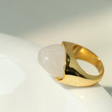 Minimalist Hill Silhouette Ring - Gold White Jade - floysun
