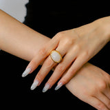 Minimalist Hill Silhouette Ring - Gold White Jade - floysun