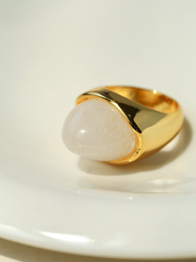 Minimalist Hill Silhouette Ring - Gold White Jade - floysun
