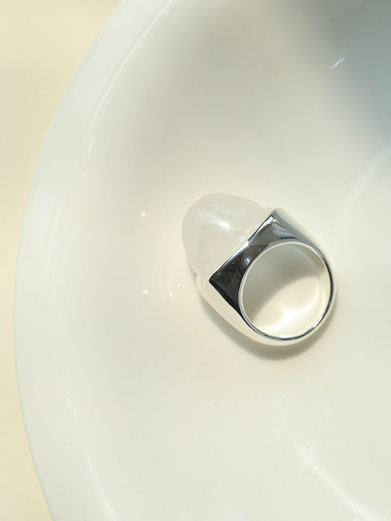Minimalist Hill Silhouette Ring - Silver White Jade - floysun