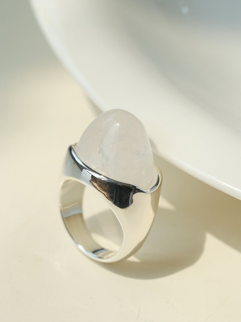 Minimalist Hill Silhouette Ring - Silver White Jade - floysun