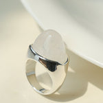 Minimalist Hill Silhouette Ring - Silver White Jade - floysun
