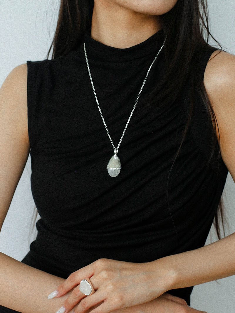 Minimalist Hill Silhouette Ring - Silver White Jade - floysun