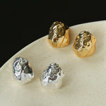 Minimalist Irregular Hammered Lava Stud Earrings - floysun