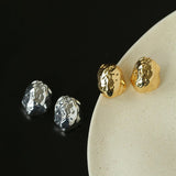 Minimalist Irregular Hammered Lava Stud Earrings - floysun
