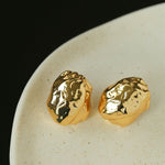 Minimalist Irregular Hammered Lava Stud Earrings - floysun