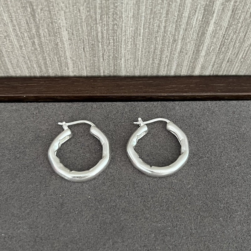 Minimalist Irregular Wrinkled Circle Hoop Earrings - floysun