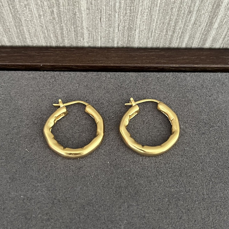 Minimalist Irregular Wrinkled Circle Hoop Earrings - floysun