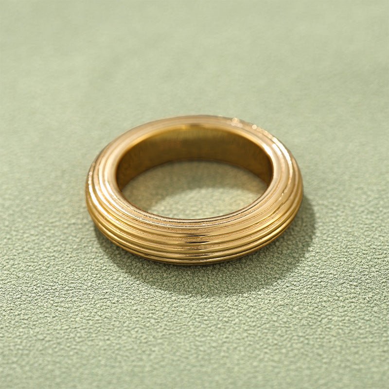 Minimalist Luxury Solid Ribbed Band Ring - floysun