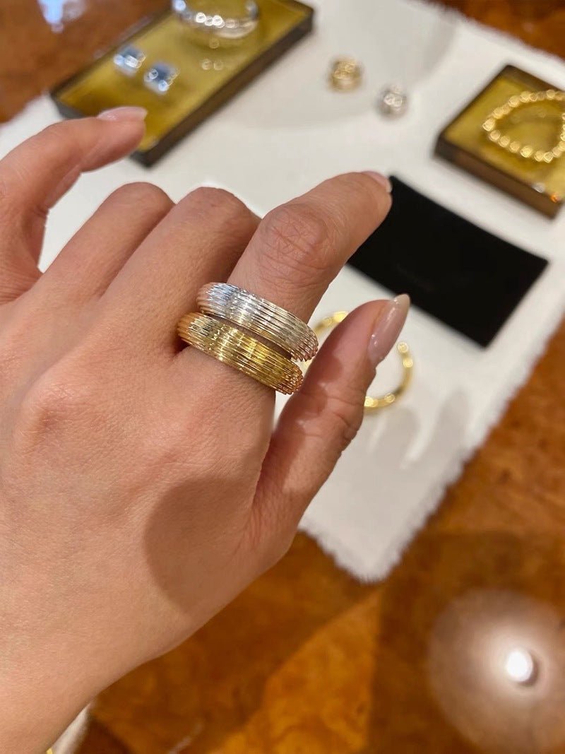 Minimalist Luxury Solid Ribbed Band Ring - floysun