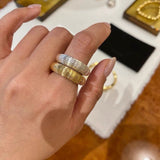 Minimalist Luxury Solid Ribbed Band Ring - floysun