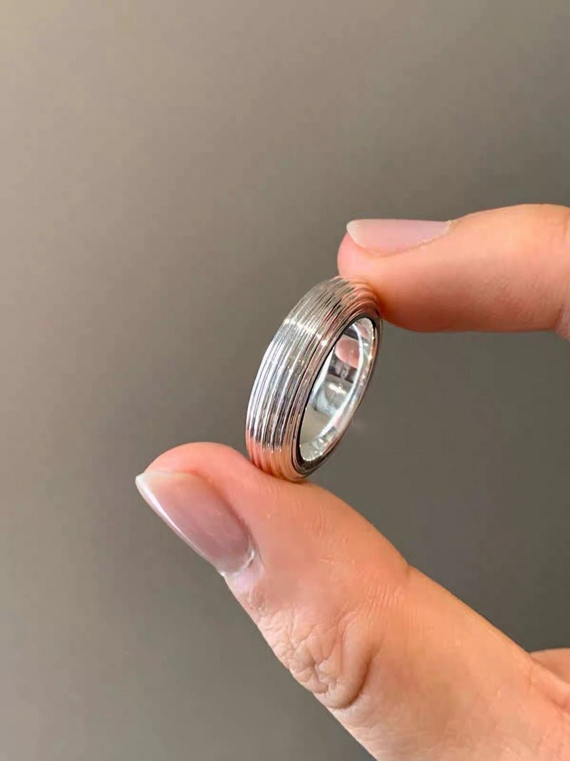 Minimalist Luxury Solid Ribbed Band Ring - floysun