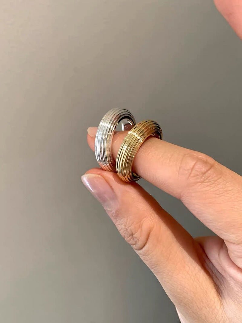 Minimalist Luxury Solid Ribbed Band Ring - floysun