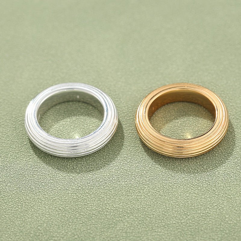 Minimalist Luxury Solid Ribbed Band Ring - floysun