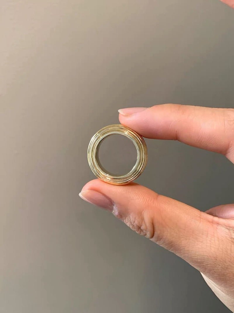 Minimalist Luxury Solid Ribbed Band Ring - floysun