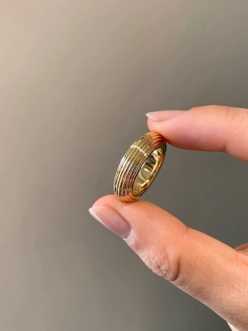 Minimalist Luxury Solid Ribbed Band Ring - floysun