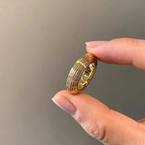 Minimalist Luxury Solid Ribbed Band Ring - floysun